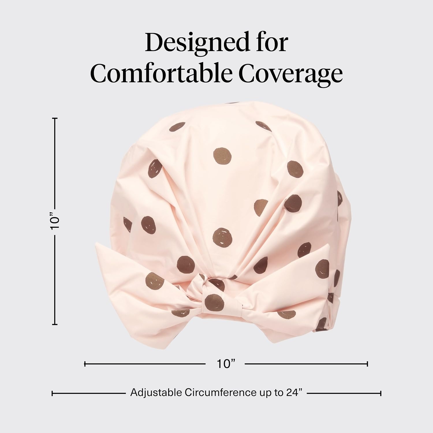 image:imageKitsch Luxury Large Shower Cap for Women StripeBlush Dot