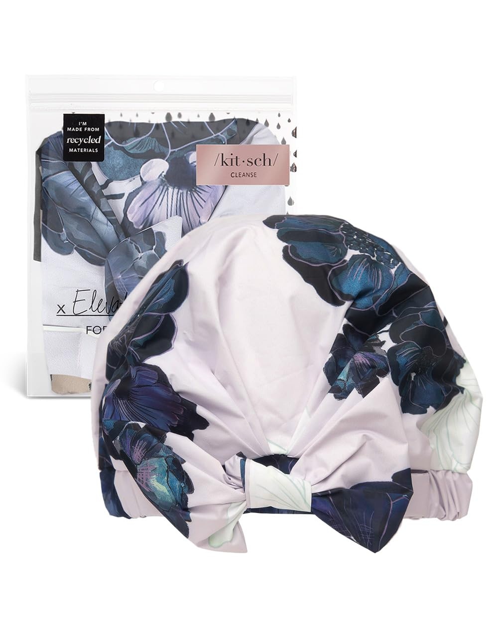 image:imageKitsch Luxury Large Shower Cap for Women StripeFloral