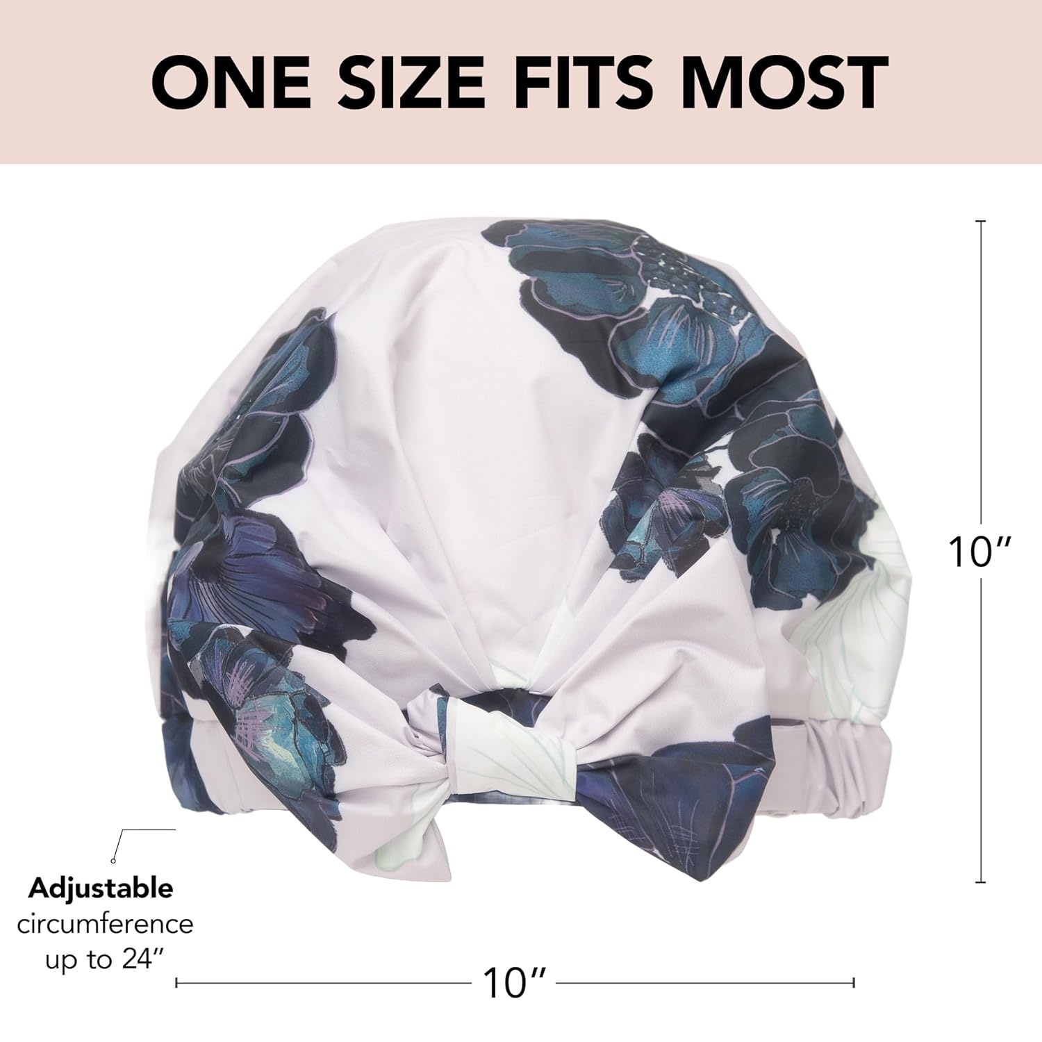 image:imageKitsch Luxury Large Shower Cap for Women StripeFloral