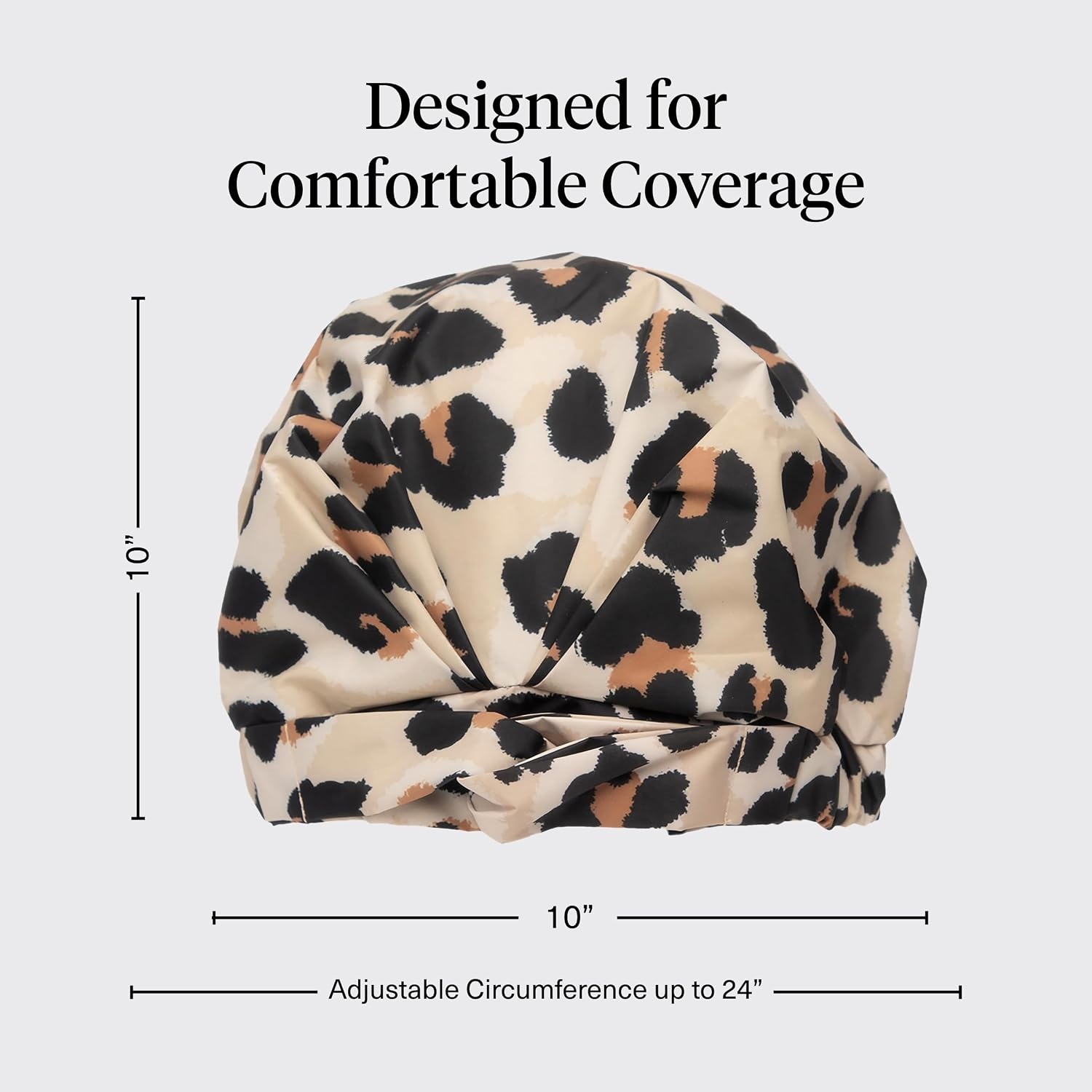 image:imageKitsch Luxury Large Shower Cap for Women StripeLeopard