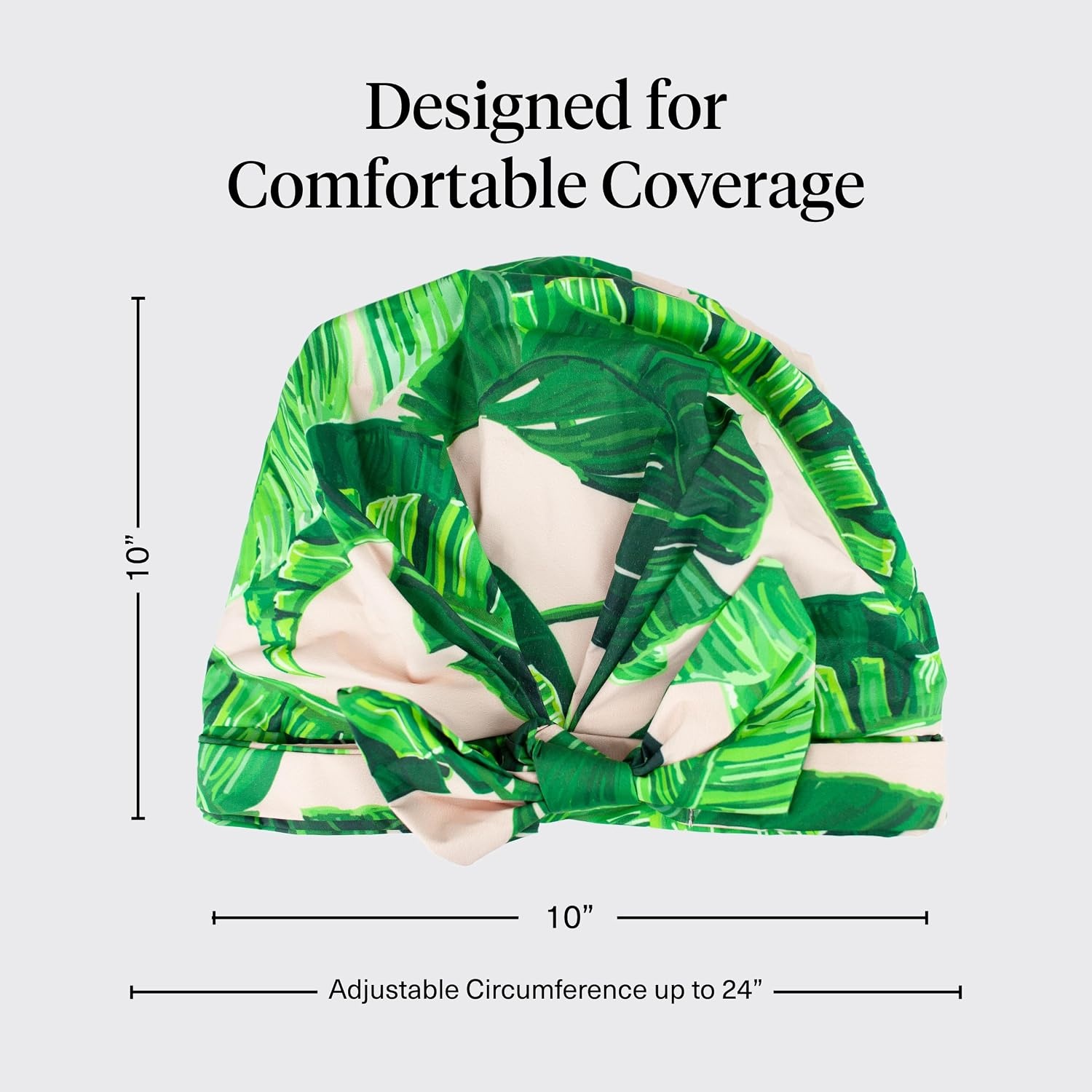 image:imageKitsch Luxury Large Shower Cap for Women StripePalm Leaves