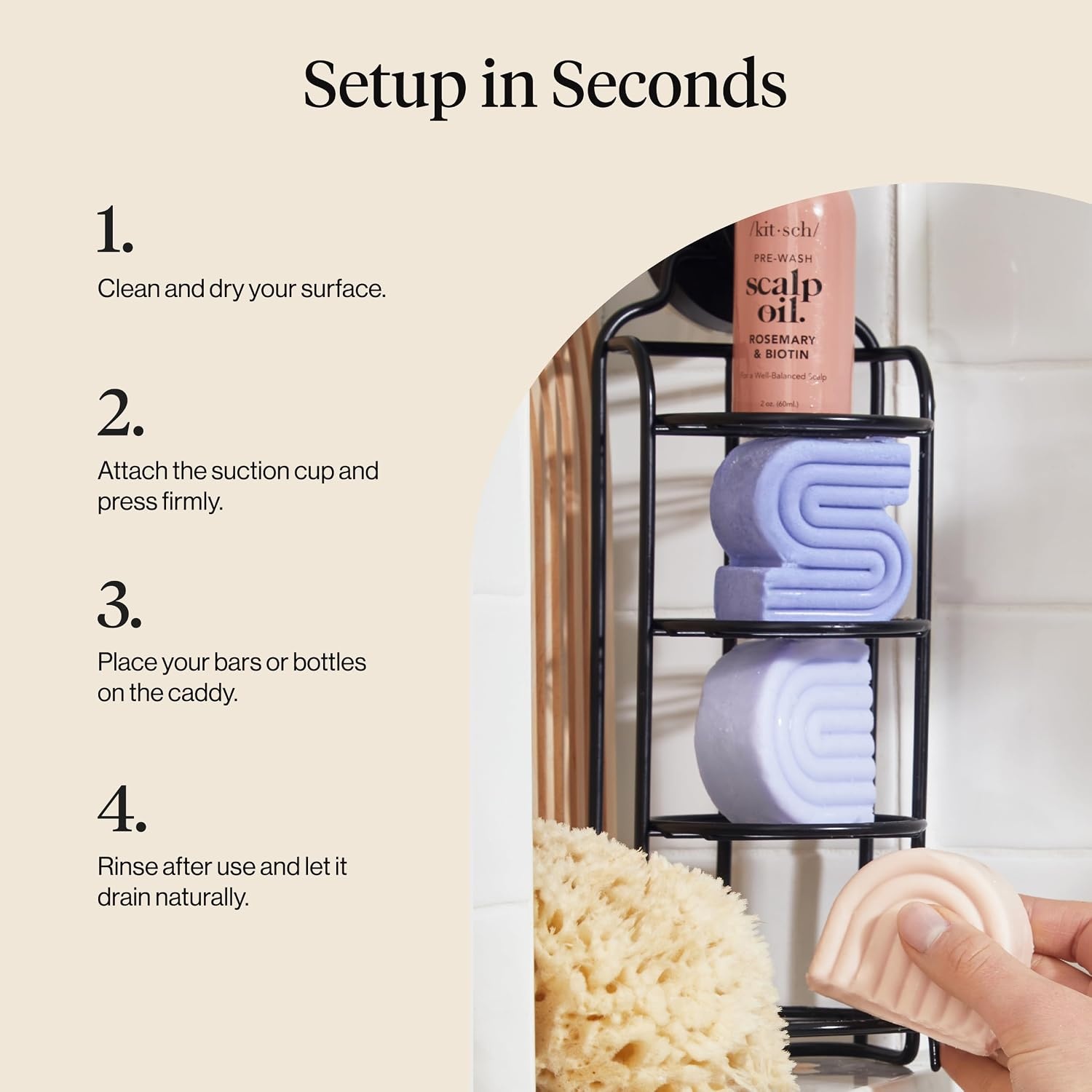 image:imageKitsch Shower Caddy Hanging with Suction Cup