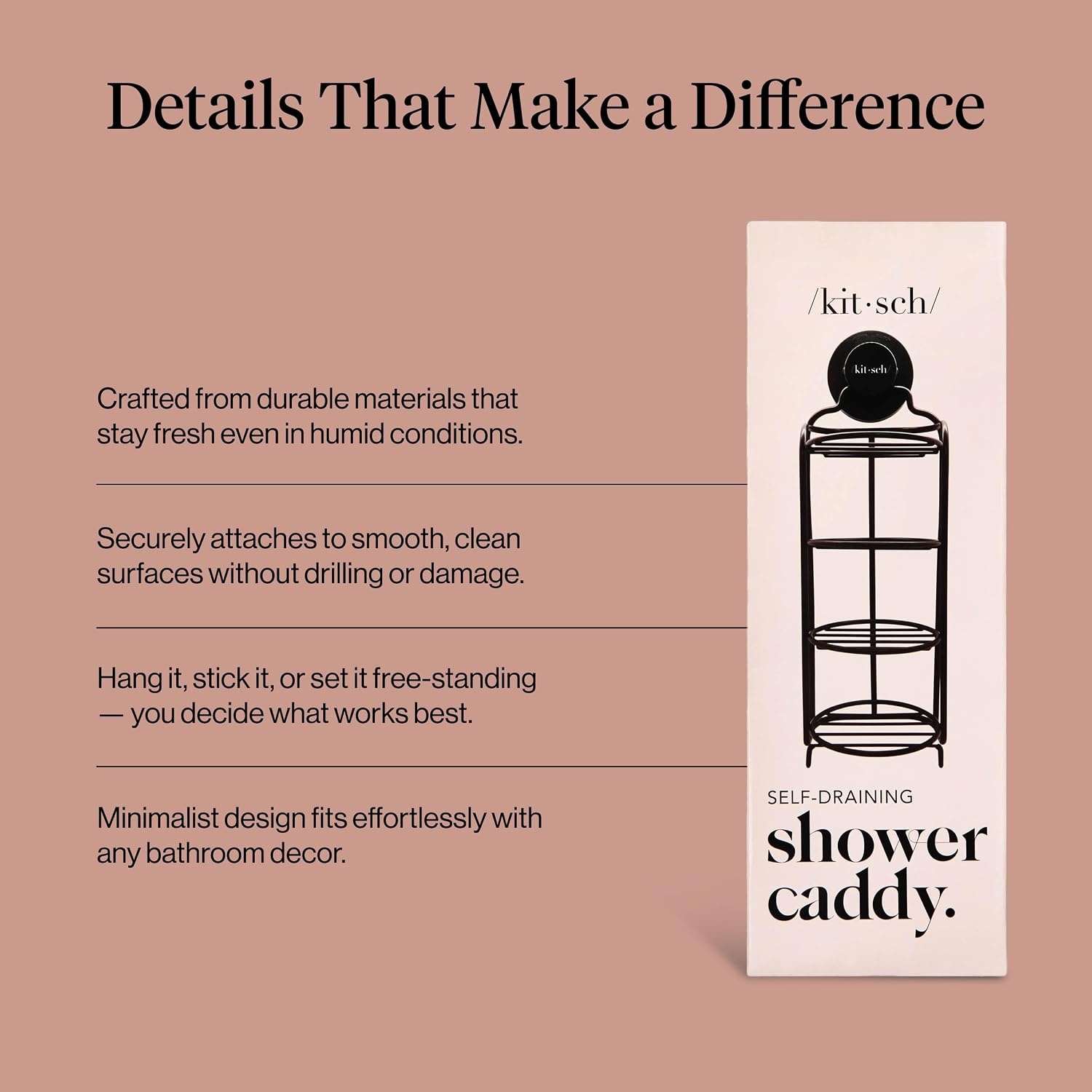 image:imageKitsch Shower Caddy Hanging with Suction Cup