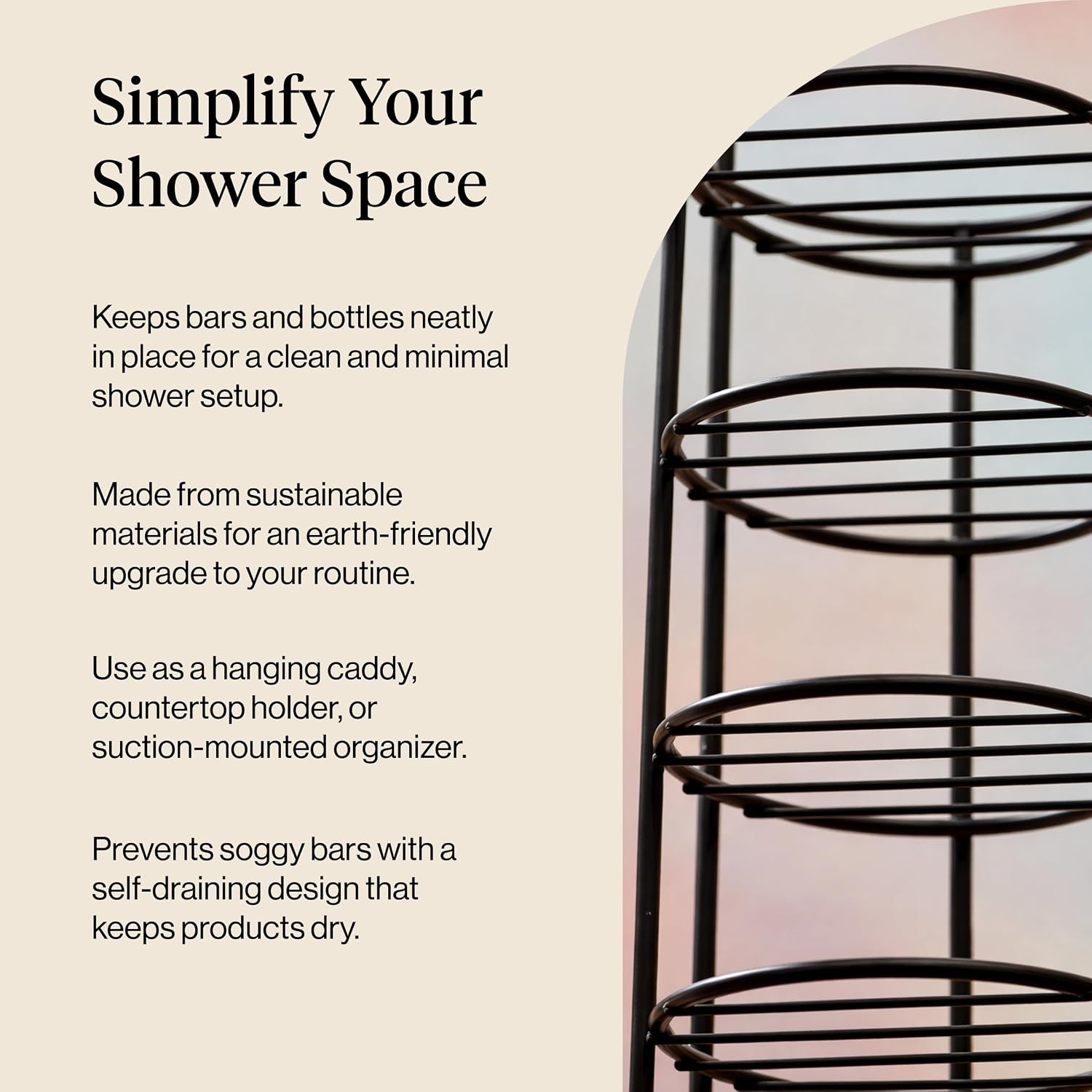 image:imageKitsch Shower Caddy Hanging with Suction Cup