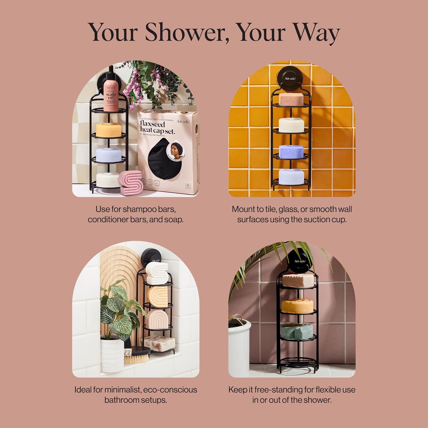 image:imageKitsch Shower Caddy Hanging with Suction Cup