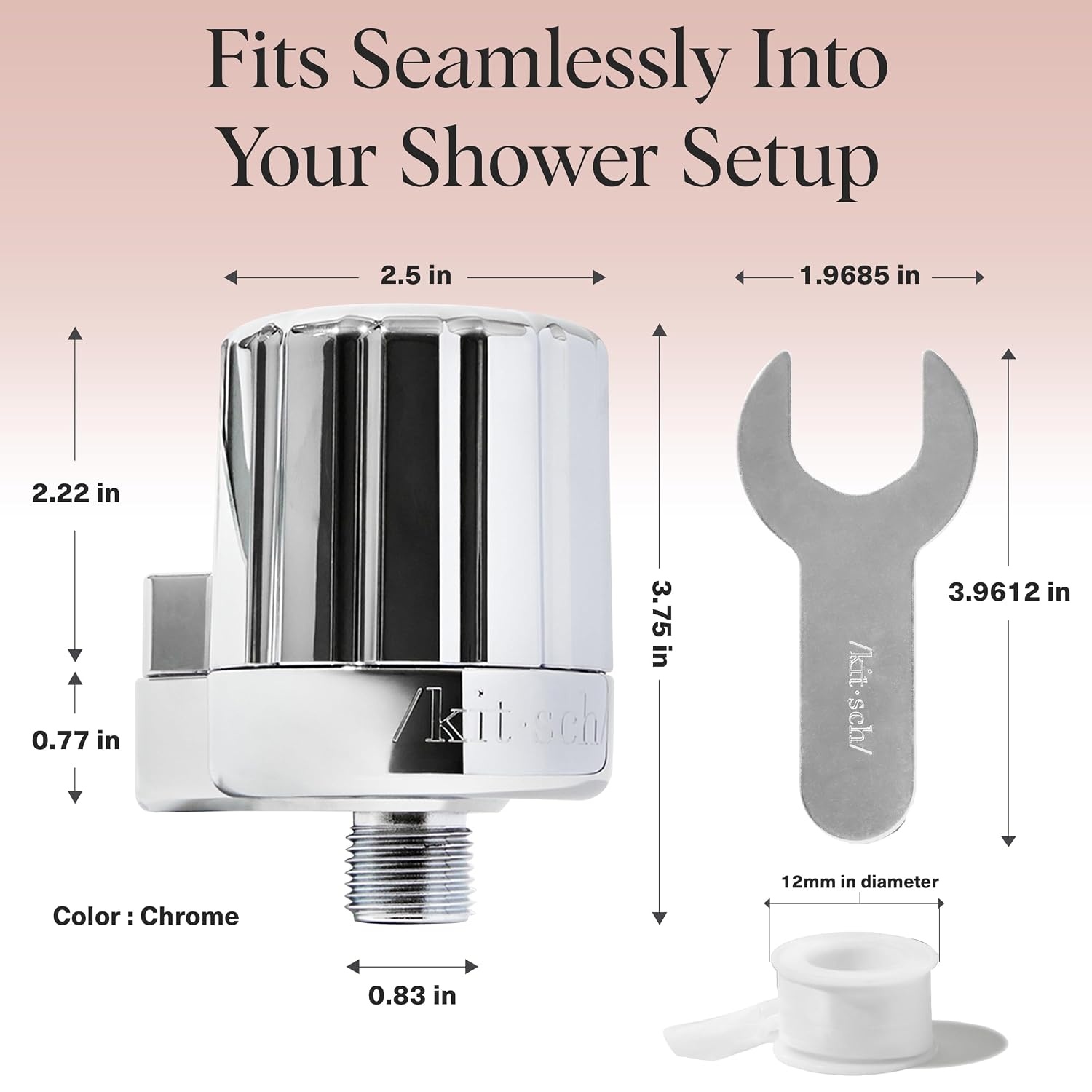 image:imageKitsch Shower Filter Head for Hard Water Filtered Shower Head ChromeChrome