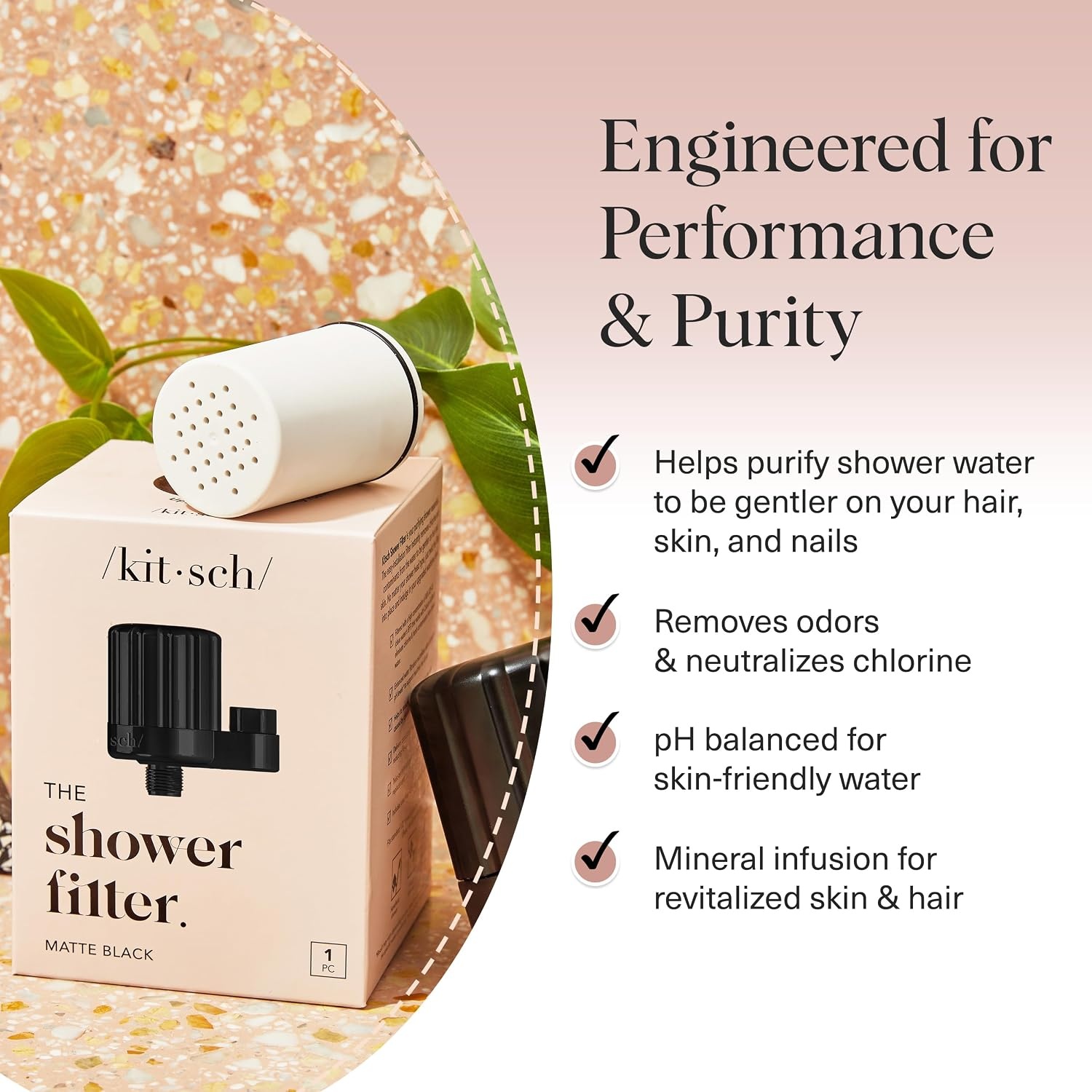 image:imageKitsch Shower Filter Head for Hard Water Filtered Shower Head ChromeWhite