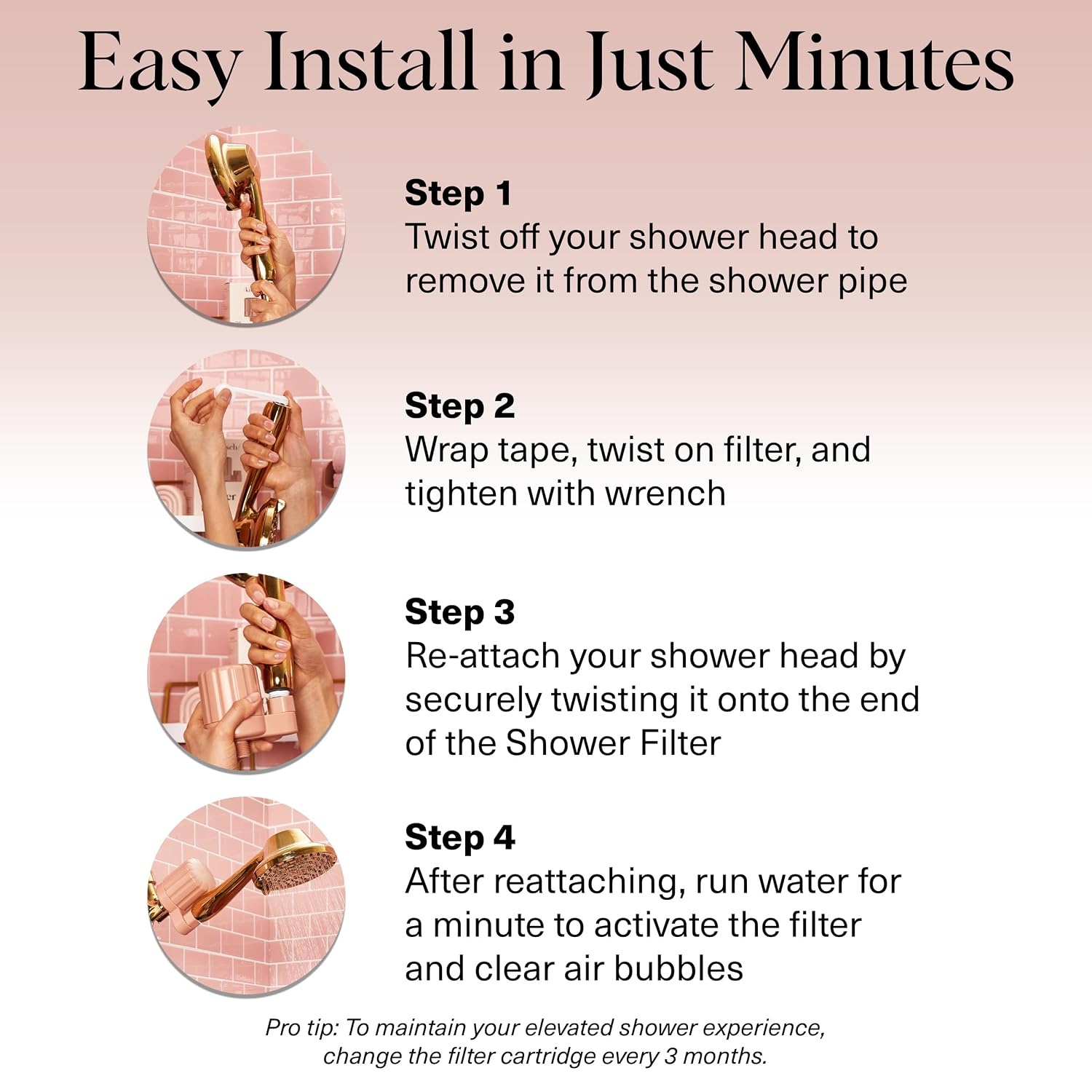 image:imageKitsch Shower Filter Head for Hard Water Filtered Shower Head TerracottaChrome