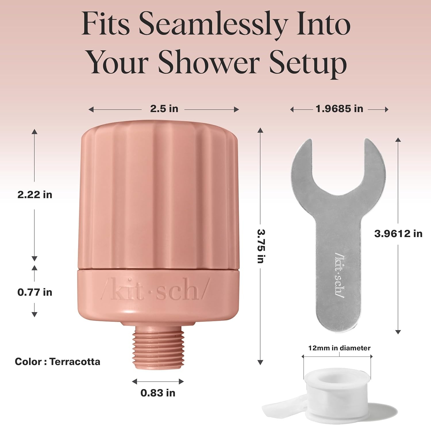 image:imageKitsch Shower Filter Head for Hard Water Filtered Shower Head TerracottaTerracotta