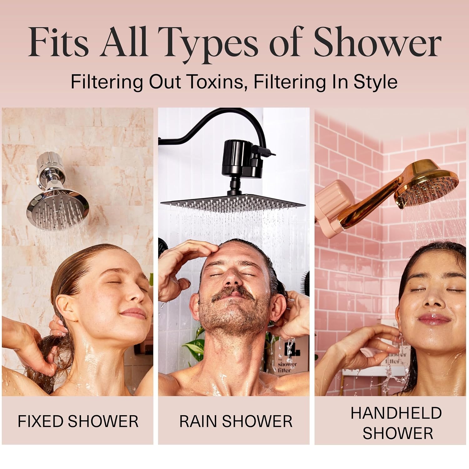 image:imageKitsch Shower Filter Head for Hard Water Filtered Shower Head TerracottaTerracotta