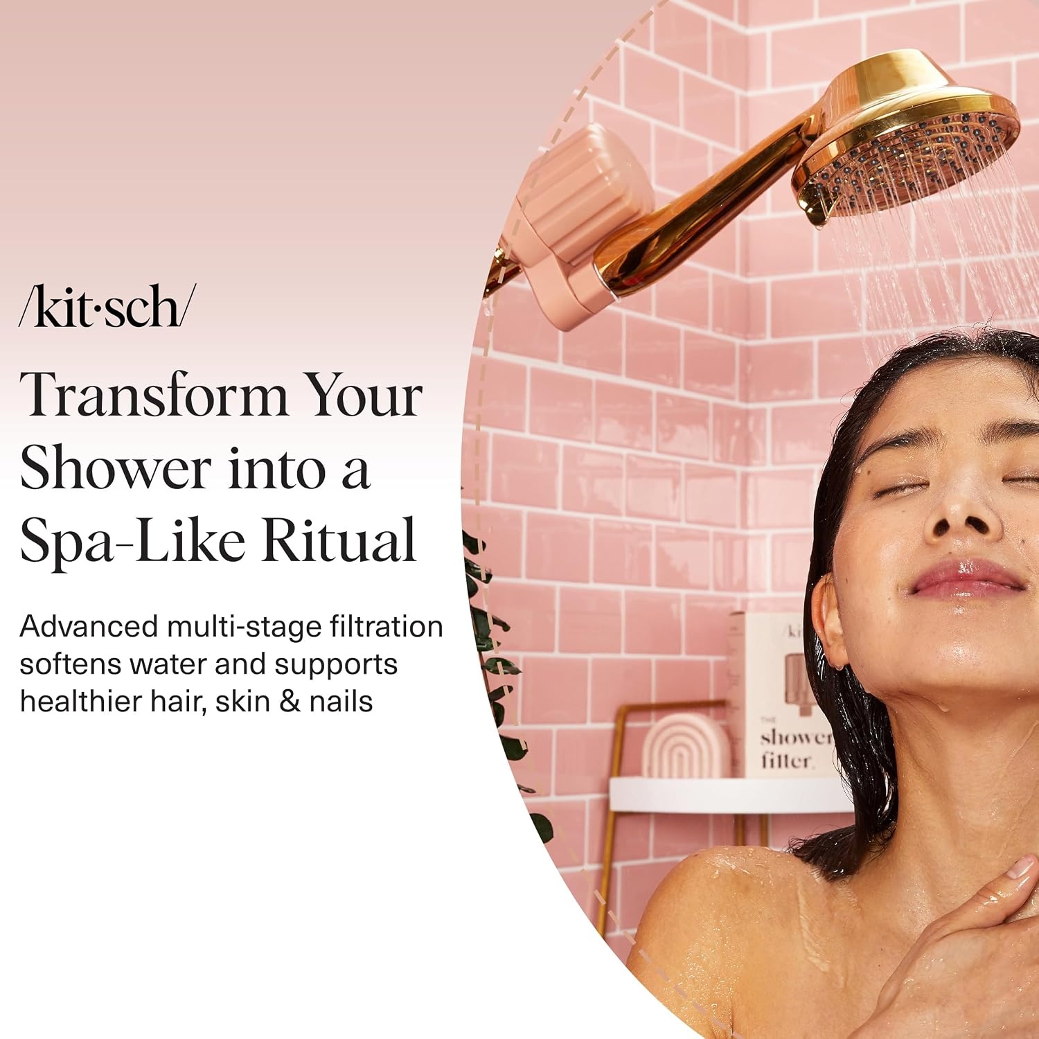 image:imageKitsch Shower Filter Head for Hard Water Filtered Shower Head TerracottaTerracotta