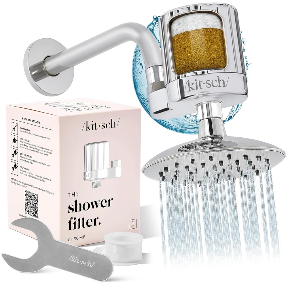image:imageKitsch Shower Filter Head for Hard Water Filtered Shower Head TerracottaChrome